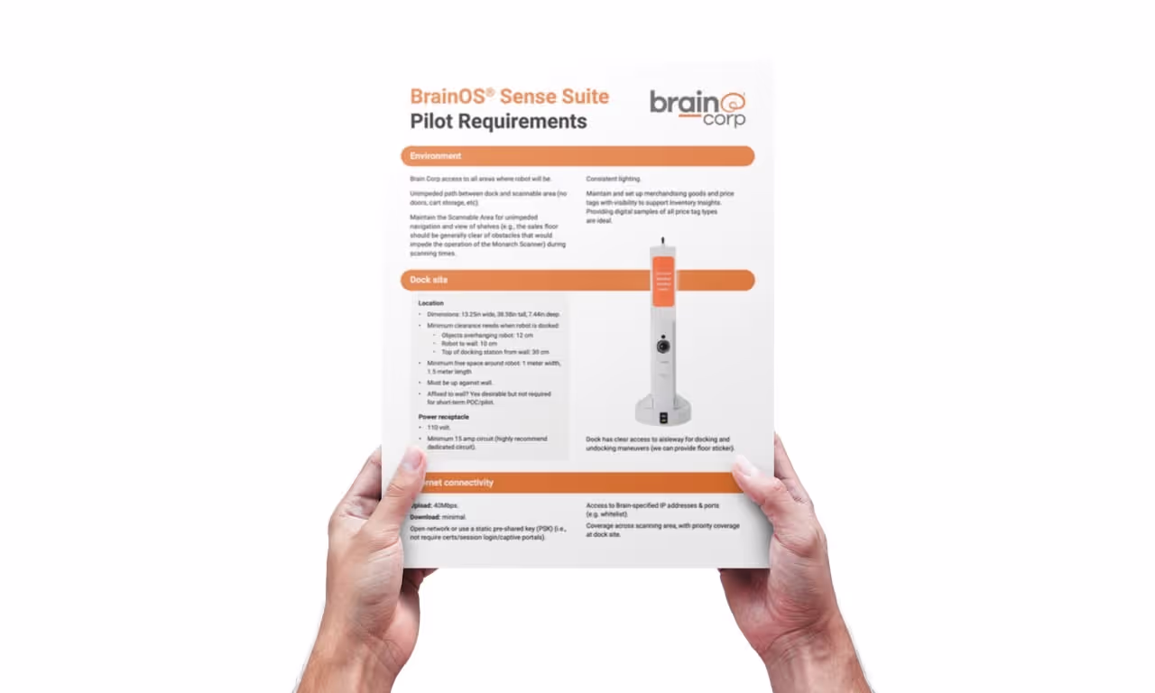 BrainOS Sense Suite Pilot Requirements Sales Sheet Design