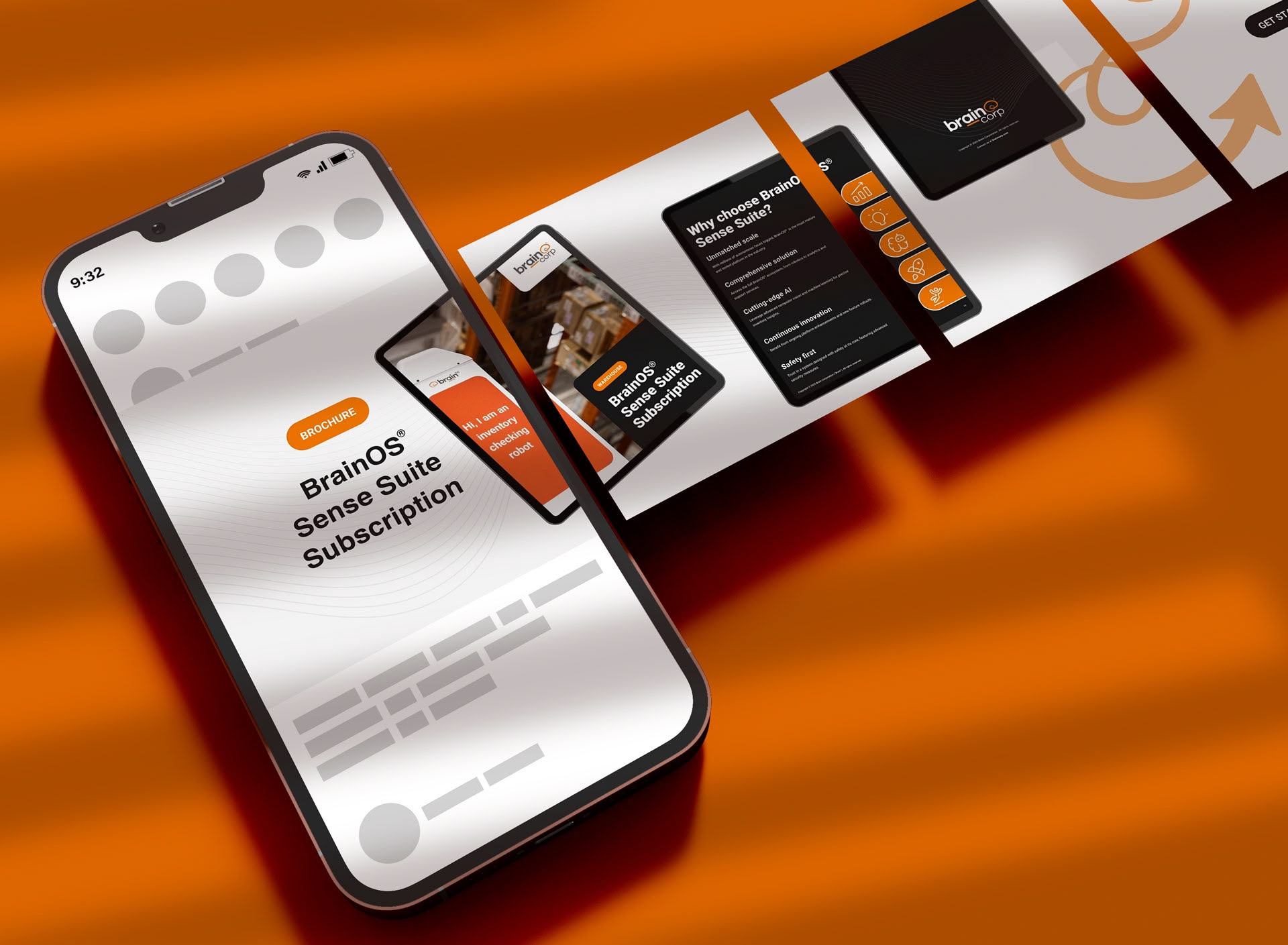 A carousel social ad for the BrainOS Sense Suite Subscription