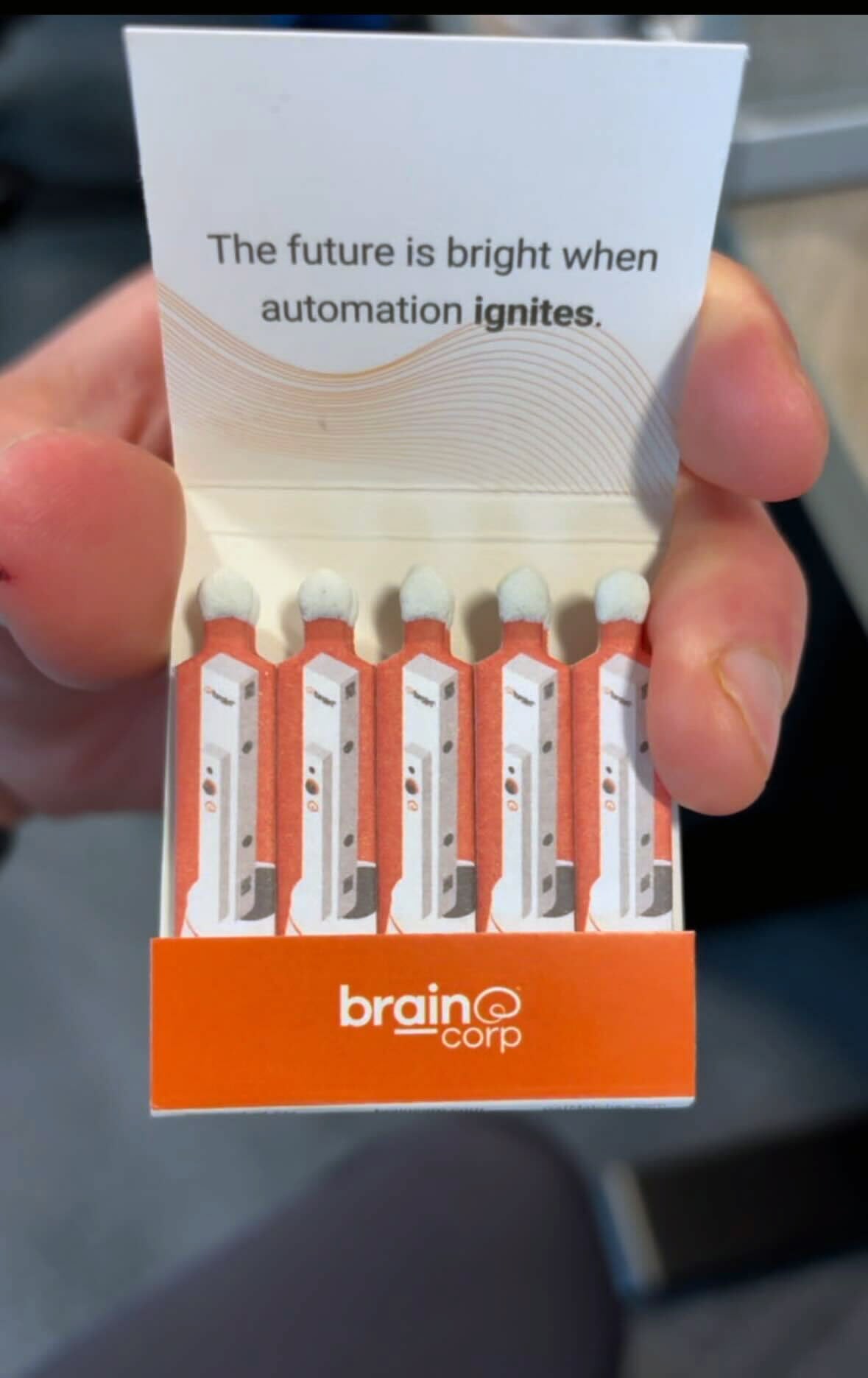 Branded matches reading "The future is bright when automation ignites"