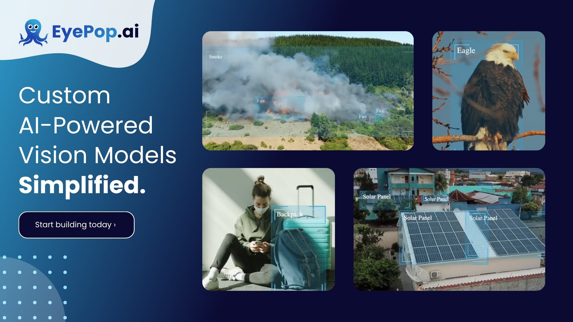 An EyePop.ai LinkedIn ad that reads "Custom AI-Powered Vision Models Simplified."